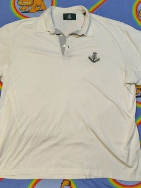Marbas Carnoustie Golf Links Polo Shirt Mens XL White Italian Cotton